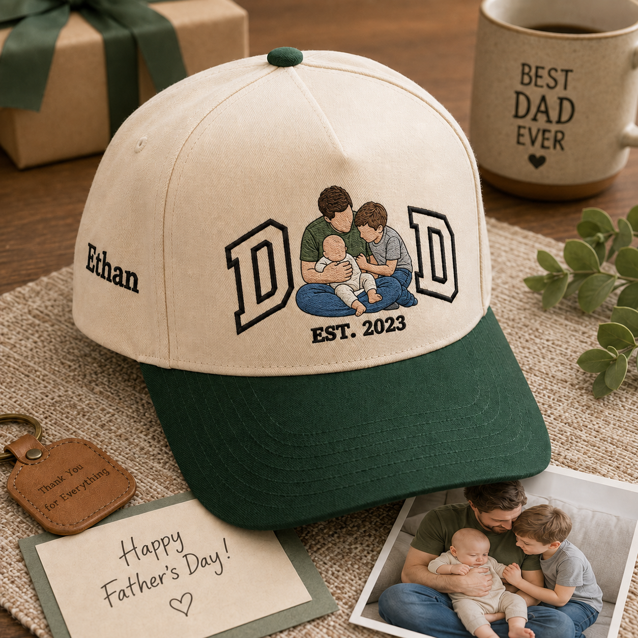 Custom Photo Dad Embroidered Hat, Personalized Cap, Custom Portrait Dad Hat, Father’s Day Gif THUC99