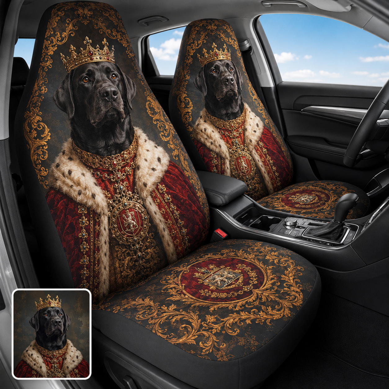 Custom Dog Royal Car Seat Cover, Personalized Pet Photo Seat Protector, Gift For Dog Mom Dad THUC99
