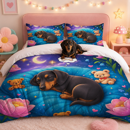 Custom Dog Lover Bedding Set, Personalized Pet Face Bedroom Decor THUC99