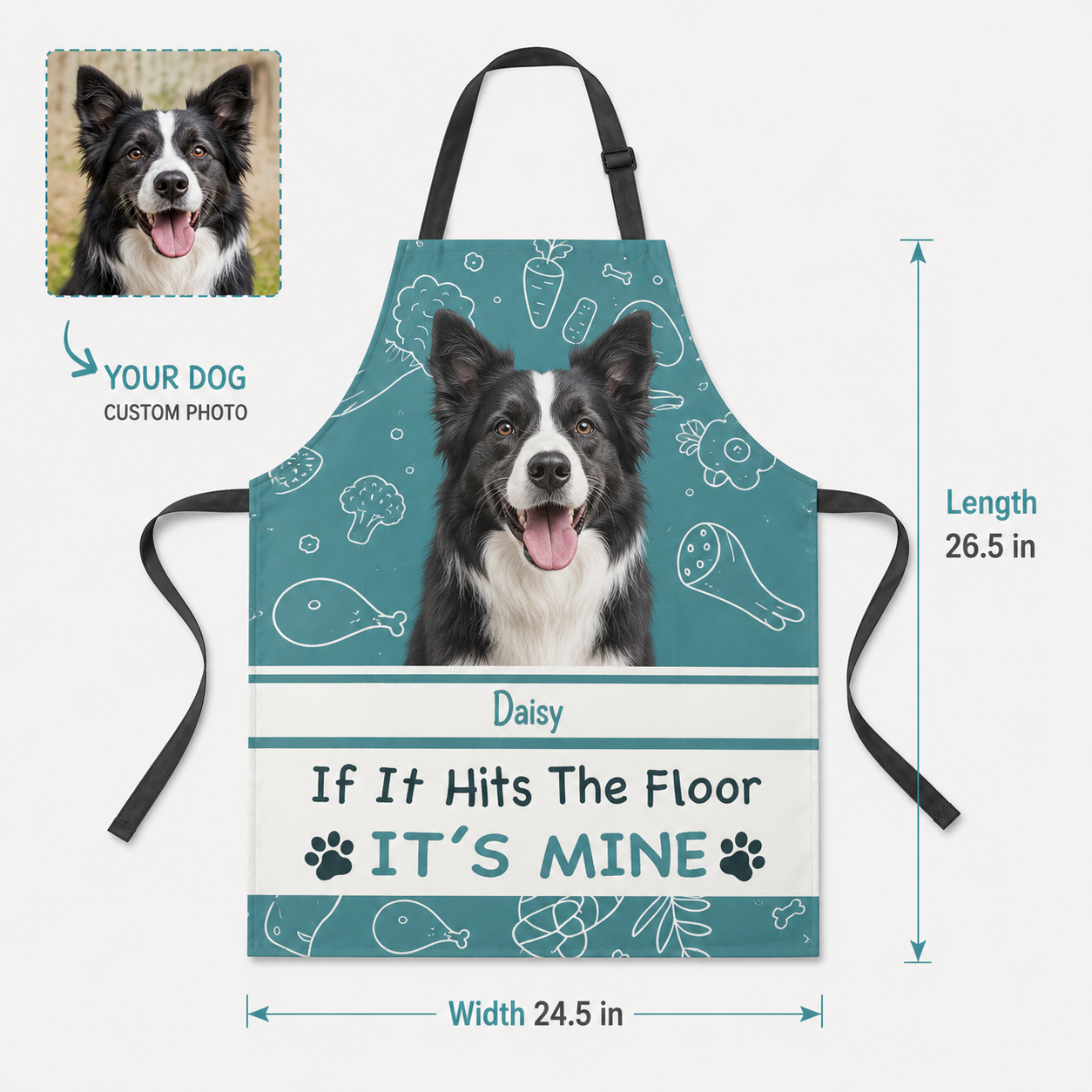 Custom Dog Face Apron Personalized Photo Apron, Funny Pet Lover Kitchen Gift for Dog Mom and Dog Dad THUC99