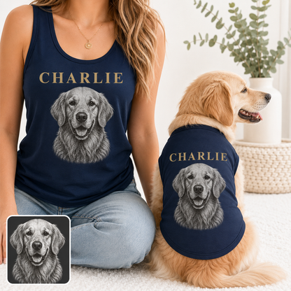 Personalized Women’s Dog Photo Tank Top Set, Matching Owner and Dog Summer Outfit THUC99