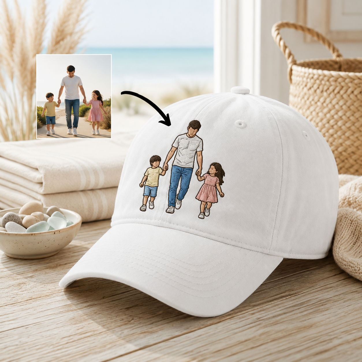 Custom Photo Dad Embroidered Hat, Personalized Cap, Custom Portrait Dad Hat, Father’s Day Gift THUC99