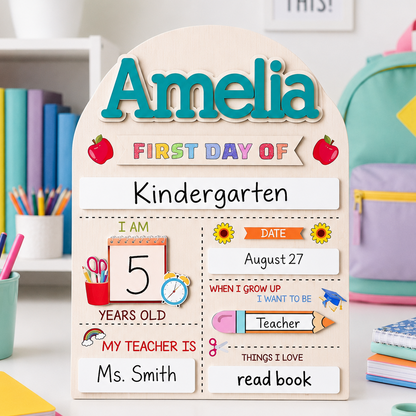 Personalized Back to School Photo Prop, Custom Acrylic Wood School Sign THUC99