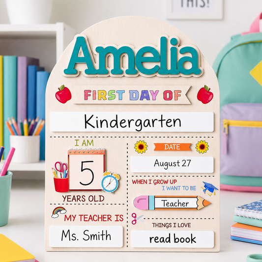 Personalized Back to School Photo Prop, Custom Acrylic Wood School Sign THUC99