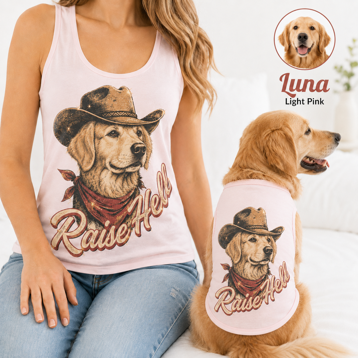 Custom Dog Photo Women’s Matching Tank Top Set, Owner and Pet Outfit for Dog Lovers THUC99 (Copy)