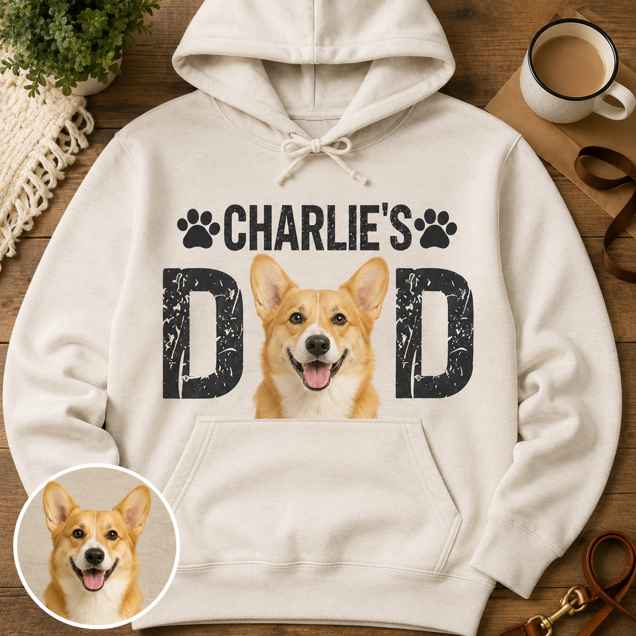 Personalized Dog Lover Hoodie Custom Pet Portrait Sweatshirt with Your Dog’s Photo THUC99