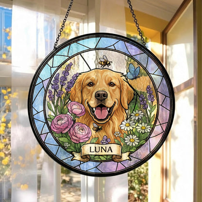 Custom Photo Dog Lover Glass Suncatcher Gift – Personalized Pet Cat Lover Gift (THUC99)