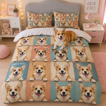 Custom Dog Face Duvet Cover Set, Personalized Pet Lover Gift THUC99
