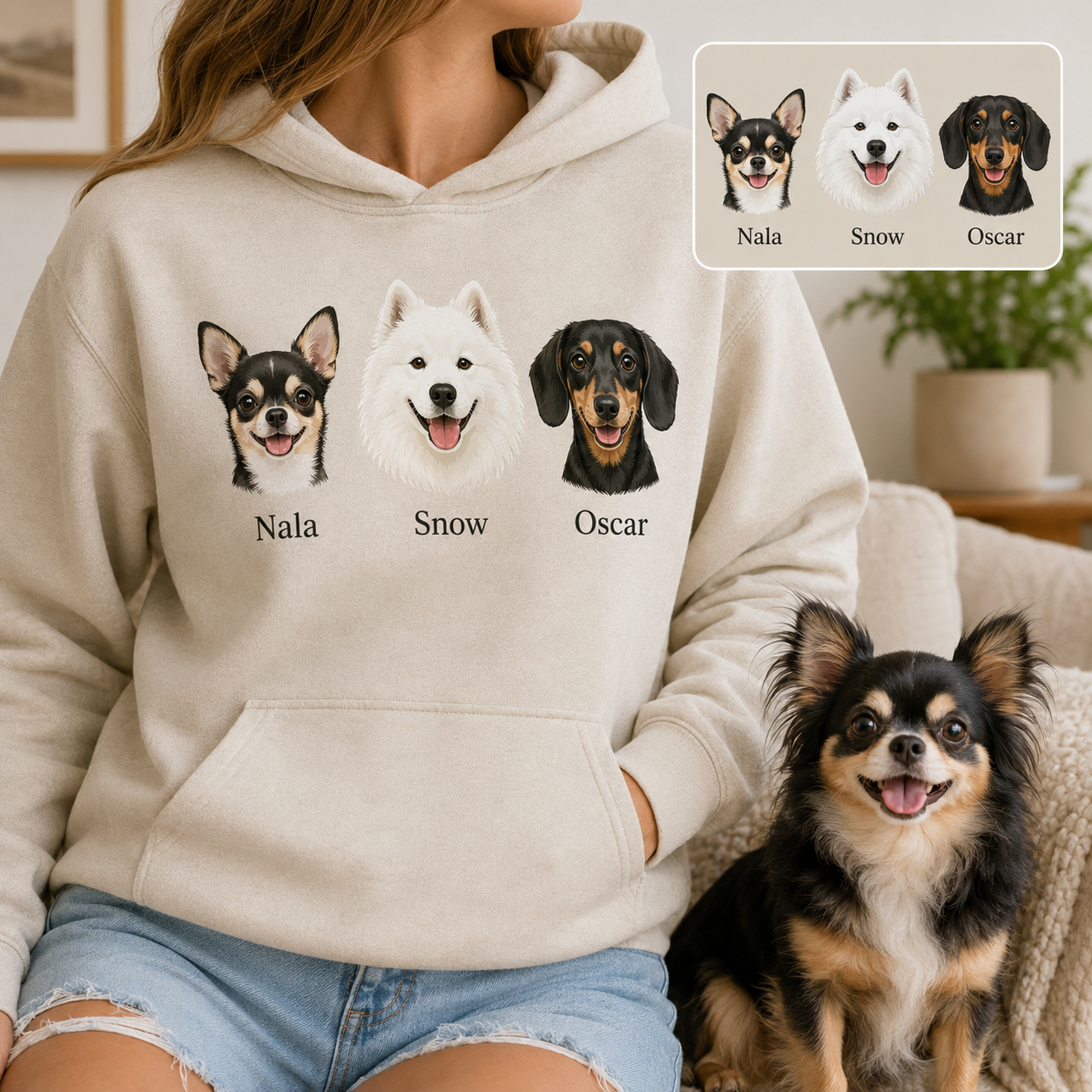 Custom Dog Face Sweatshirt Personalized Puppy Photo Hoodie Funny Gift for Pet Lovers THUC99