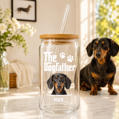 Custom Dog Mom Glass Tumbler – Personalized 16oz Cup with Lid & Straw THUC99