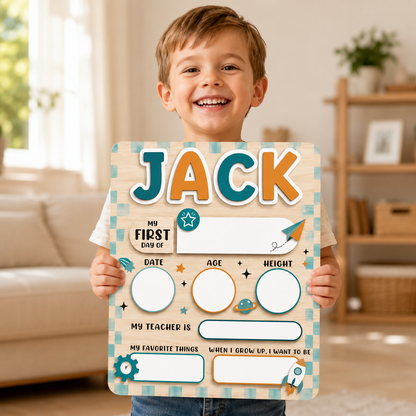 Custom Acrylic Wood School Board, Kids Back to School Keepsake For Kids THUC99