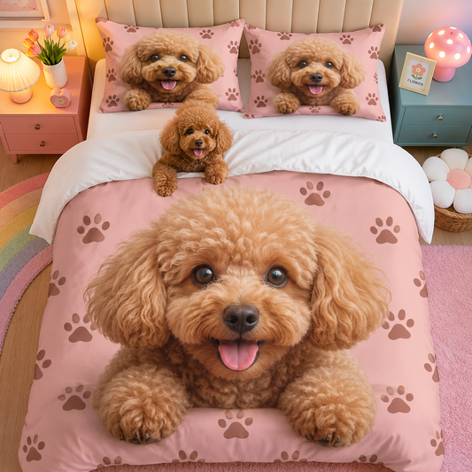 Personalized Dog Bedding Set, Custom Pet Photo Sheet Set With Pillowcases THUC99