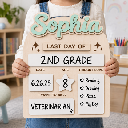 Personalized Preschool Kindergarten Board, Back to School Keepsake Sign THUC99