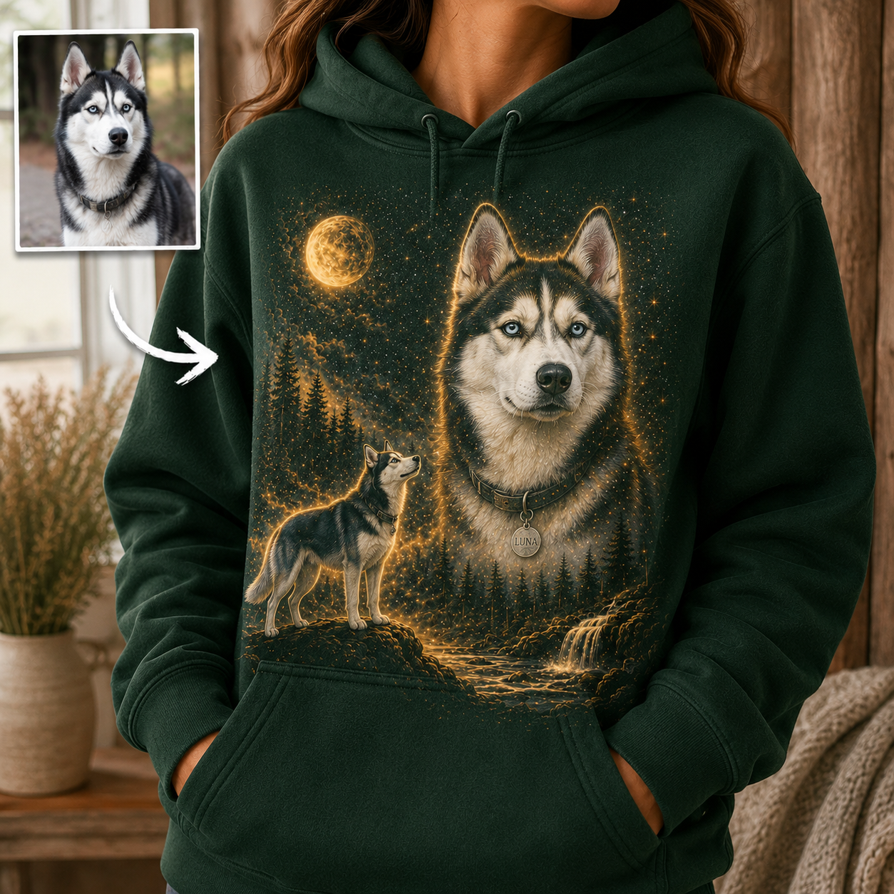 Custom Dog Dad Sweatshirt Personalized Dog Picture Hoodie Gift for Pet Loving Dad THUC99