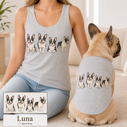 Custom Pet Photo Tank Top Set, Matching Owner and Dog Gift Outfit Gift For Women THUC99