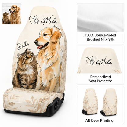 Custom Photo Pet Car Seat Cover, Personalized Dog Face Car Seat Protector, Car Accessories Gift THUC99
