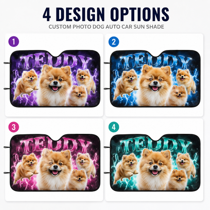 Personalized Dog Auto Windshield Cover, Custom Pet Photo Car Sunshade, Foldable Sun Protection Shade THUC99