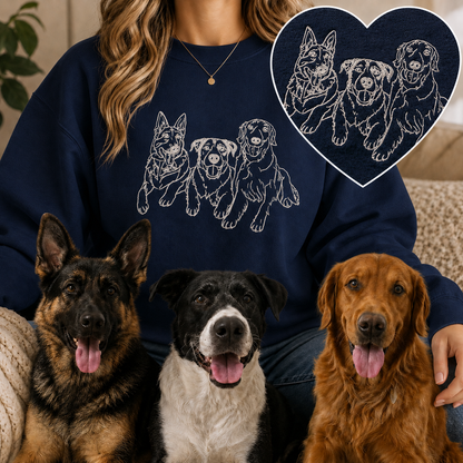 Custom Photo Dog Sweatshirt, Embroidered Pet Portrait Crewneck THUC99