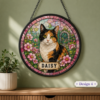 Custom Photo Cat Glass Suncatcher Ornament – Personalized Cat Portrait Decor THUC99