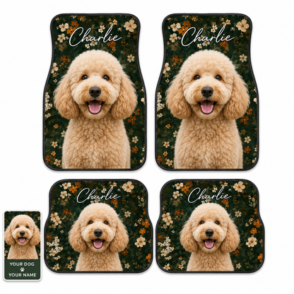 Personalized Dog Portrait Car Floor Mats, Custom Pet Auto Mat Set THUC99
