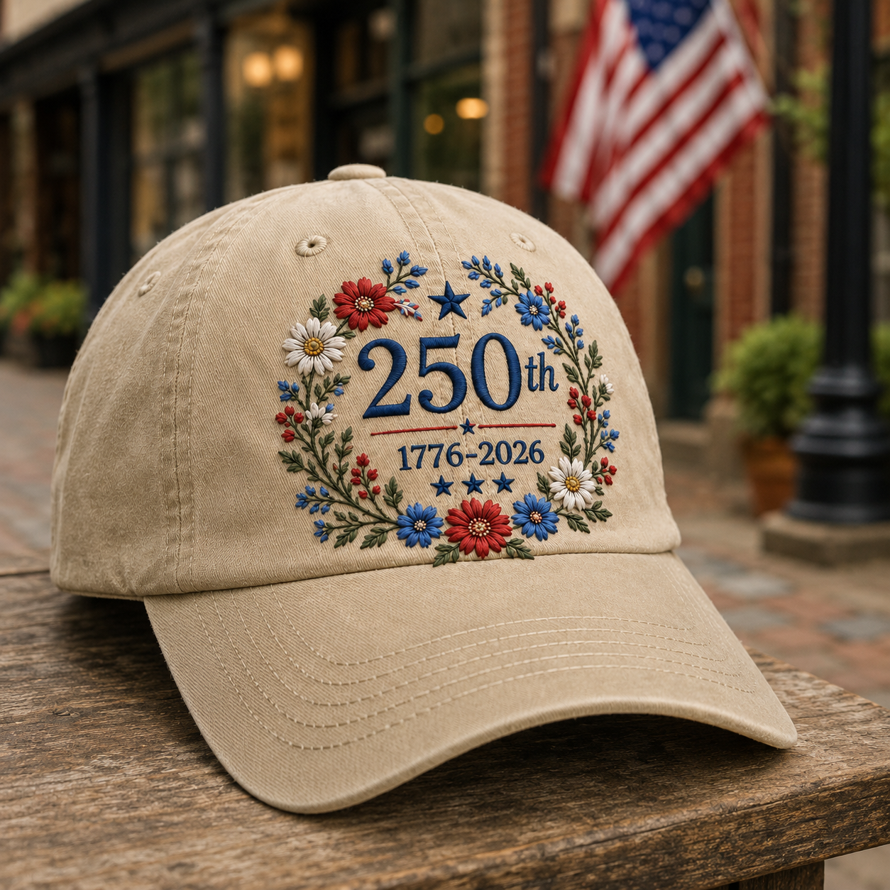 America 250th Birthday Embroidered Washed Cotton Hat Patriotic Adjustable Baseball Cap THUC99