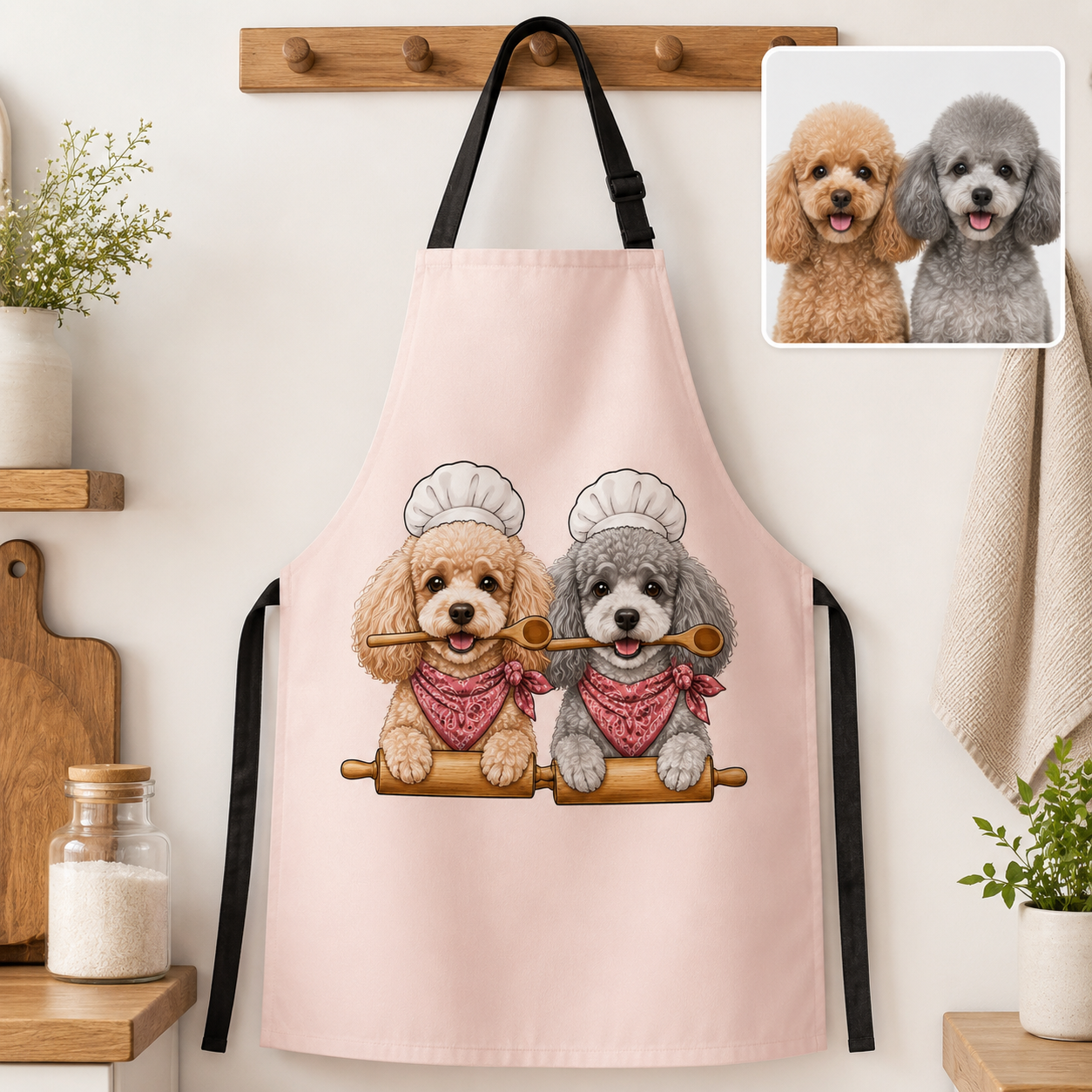 Personalized Pet Apron with Dog Face Photo, Custom Kitchen Apron for Dog Mom, Dog Dad and Pet Lovers THUC99