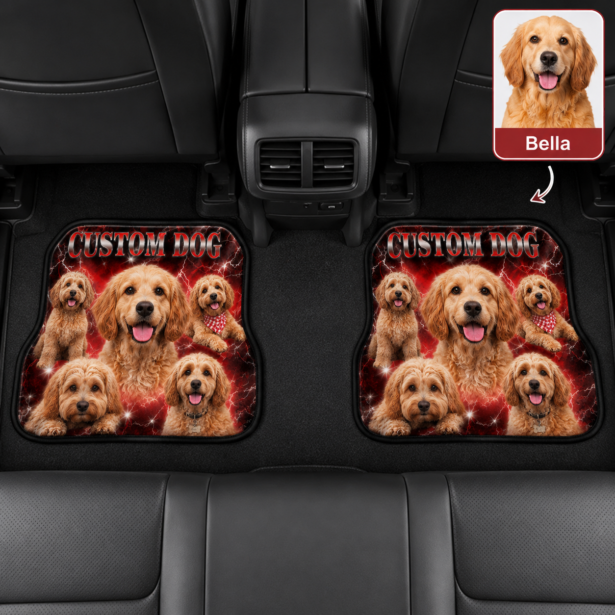 Custom Photo Pet Car Mats 4-Piece Set, Dog Lover Car Interior Accessories THUC99