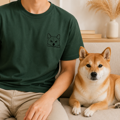 Custom Photo Dog Embroidered Shirt, Personalized Pet Portrait T-Shirt, Gift For Dog Mom THUC99