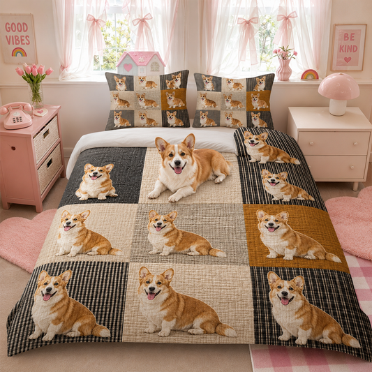 Custom Dog Face Bedding Set, Personalized Pet Portrait Bedroom Decor Gift THUC99