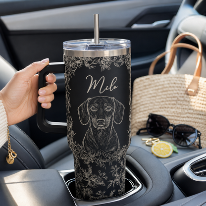 Custom Dog Picture 40oz Tumbler – Personalized Pet Lover Stainless Steel Travel Mug THUC99