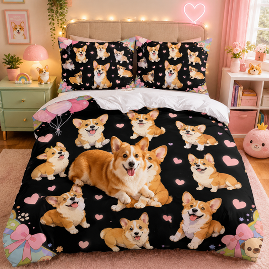 Personalized Pet Bedding Set, Custom Dog Photo Sheet Or Duvet Cover THUC99