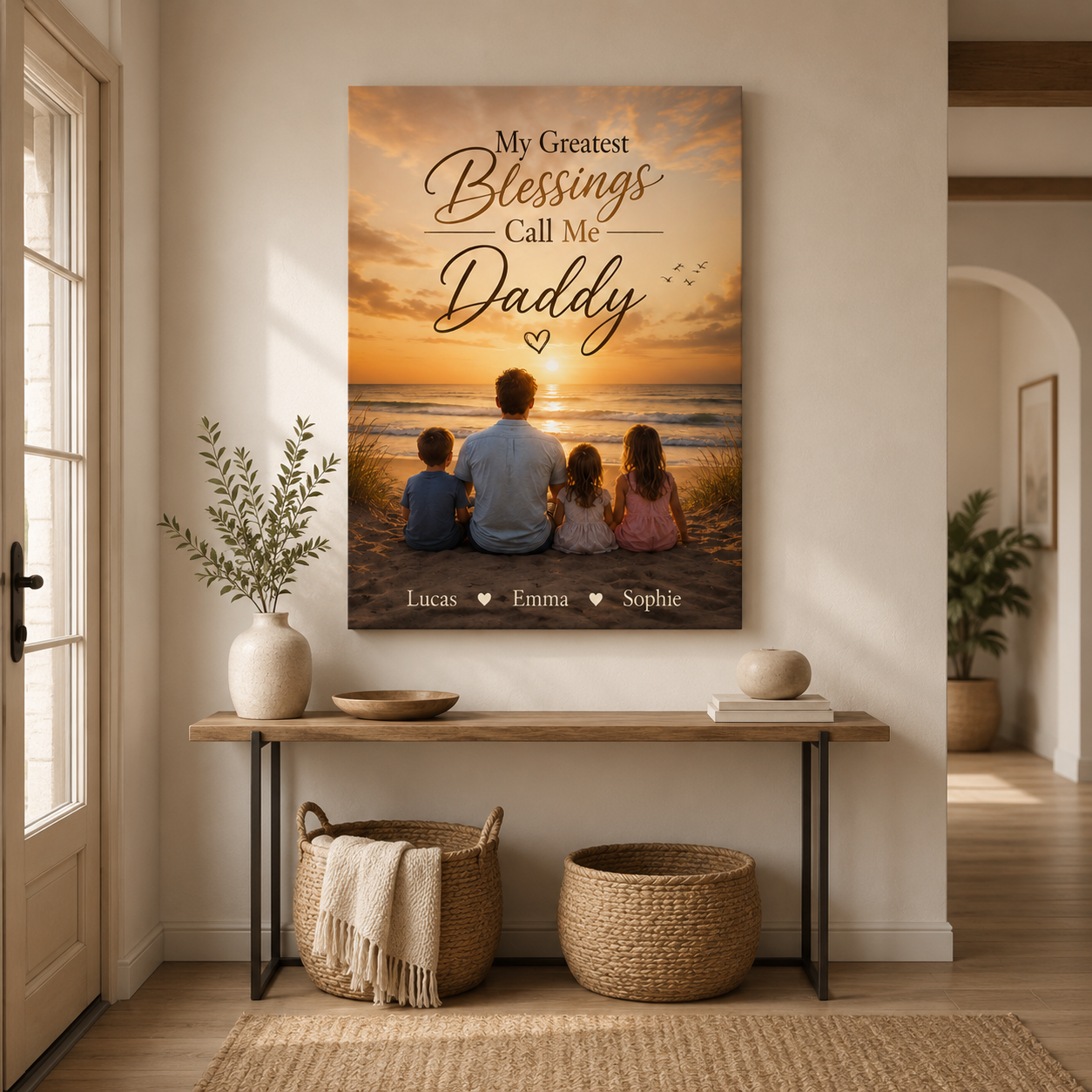 Custom Photo My Greatest Blessing Call Me Daddy Canvas Wall Art - Custom Gift For Dad TOM99