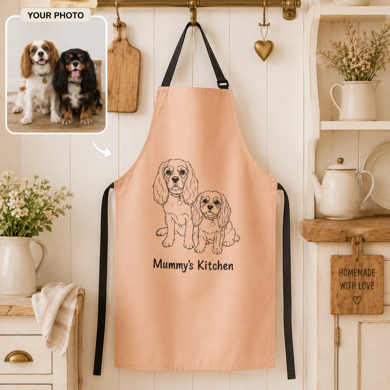 Custom Dog Photo Apron Personalized Pet Face Cooking Apron for Dog Lovers, BBQ, Baking and Kitchen Gift THUC99