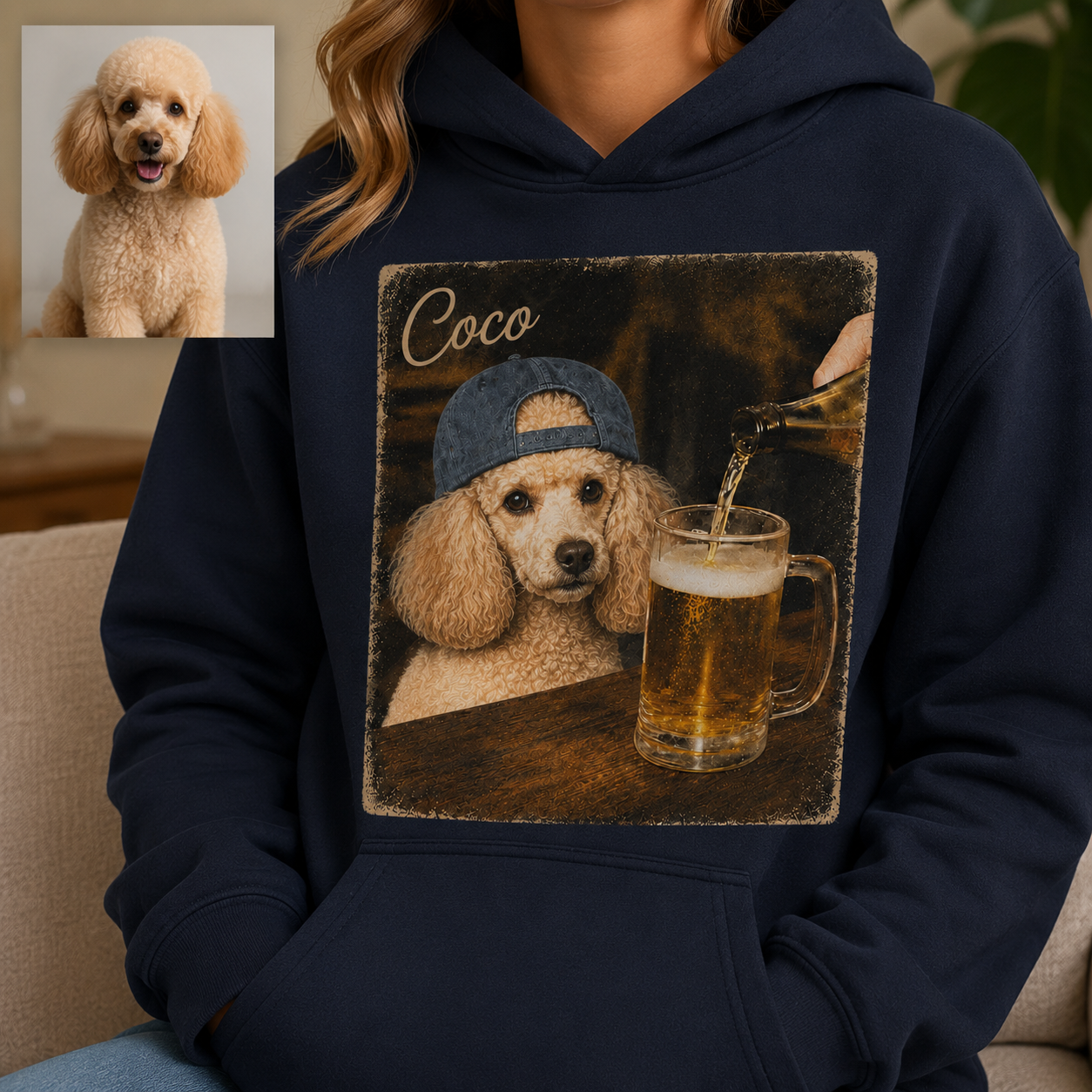 Personalized Dog Portrait Hoodie Custom Pet Photo Sweatshirt for Puppy Lovers THUC99