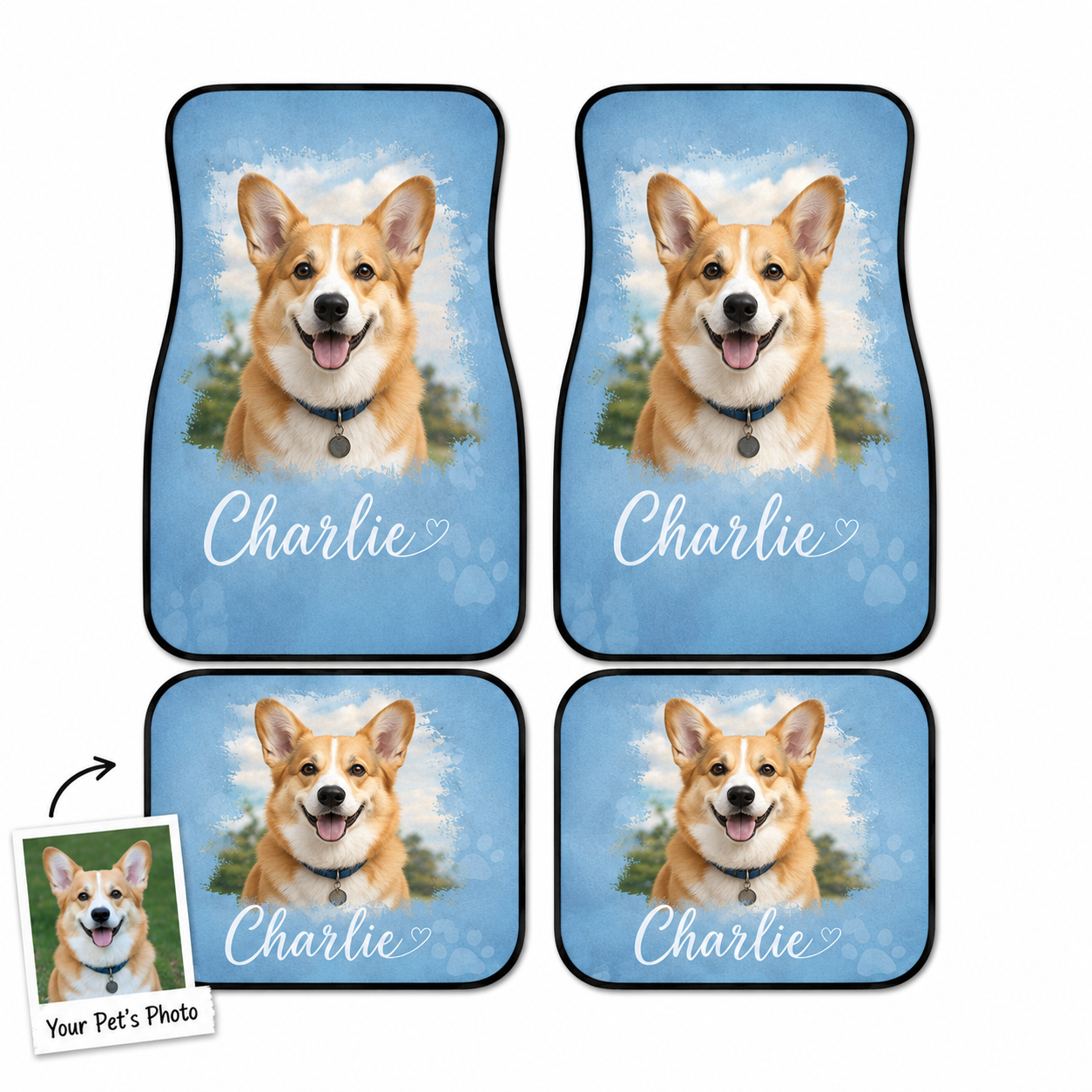 Custom Dog Face Auto Floor Mats, Personalized Football Pet Car Accessories Gift THUC99
