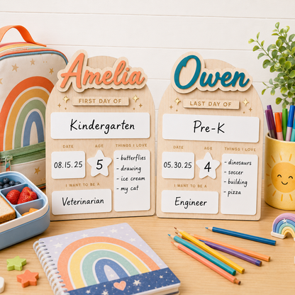 Custom Kids School Milestone Sign, First and Last Day Photo Board THUC99