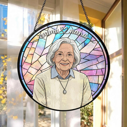Personalized Grandma Stained Glass Suncatcher – Heartfelt Gift for Nana or Mom THUC99