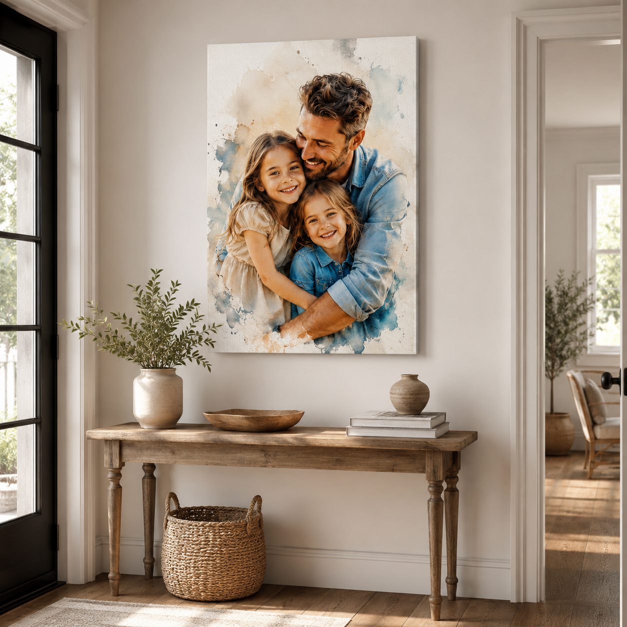 Custom Photo Girl Dad Canvas Wall Art - Custom Gift For Dad TOM99