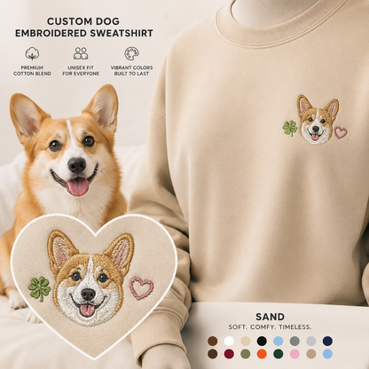 Custom Photo Dog Memorial Sweatshirt, Personalized Pet Portrait Embroidered Hoodie THUC99