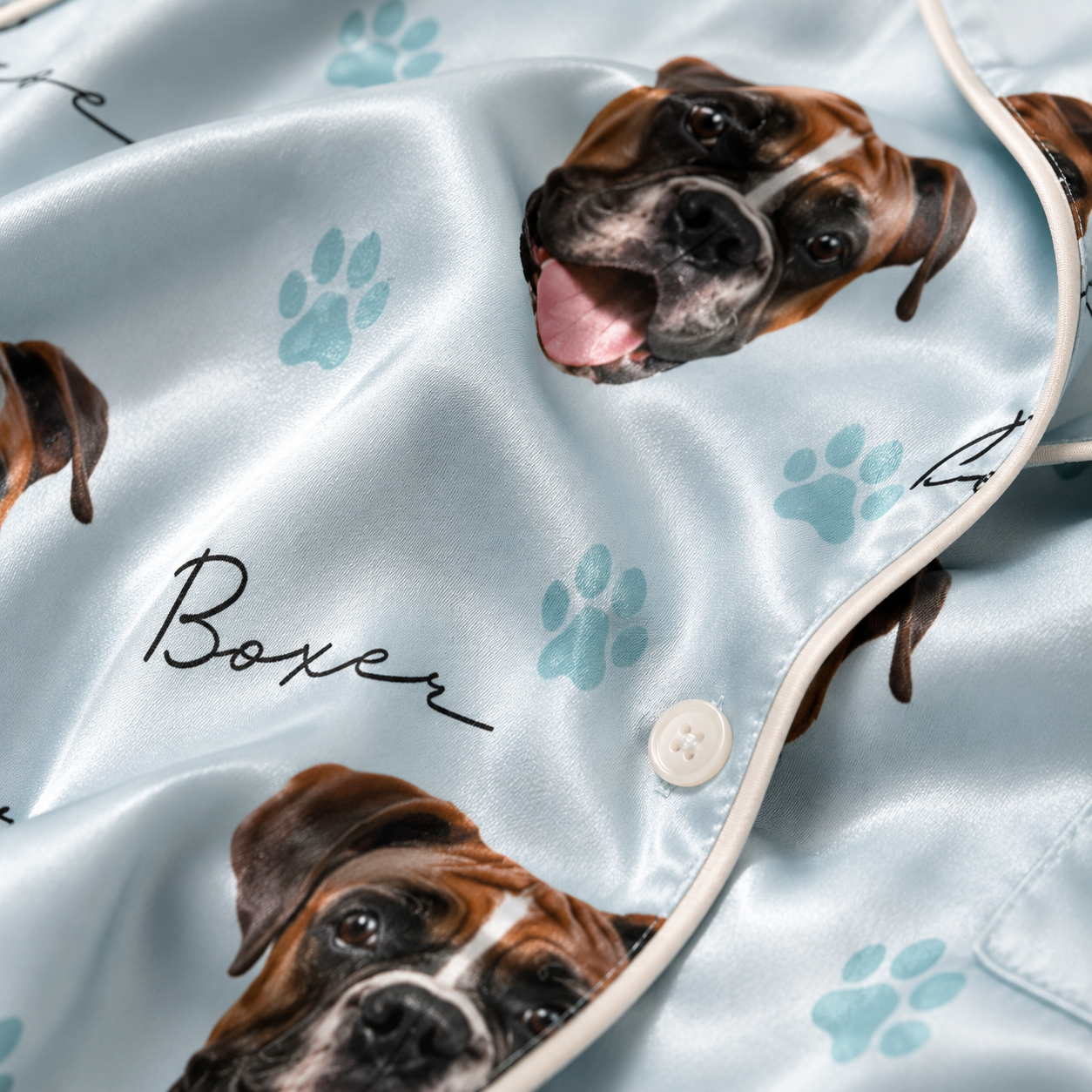 Custom Dog Image Satin Nightwear Set Personalized Pet Lover Sleepwear Gift THUC99