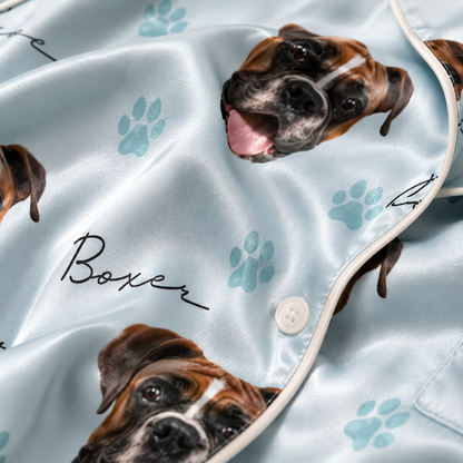 Custom Dog Image Satin Nightwear Set Personalized Pet Lover Sleepwear Gift THUC99