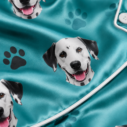 Custom Dog Image Satin Nightwear Set Personalized Pet Lover Sleepwear Gift THUC99