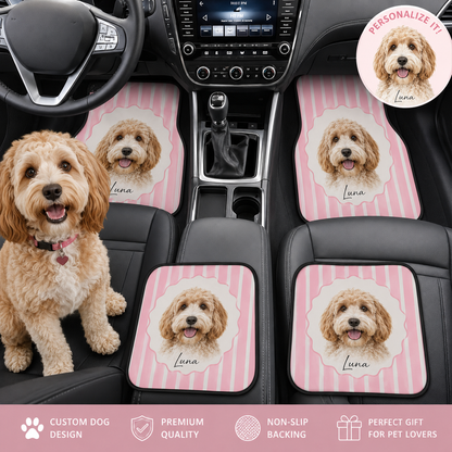 Personalized Pet Photo Car Floor Mat Set, Custom Dog Floor Mats, Cute Car Accessories THUC99