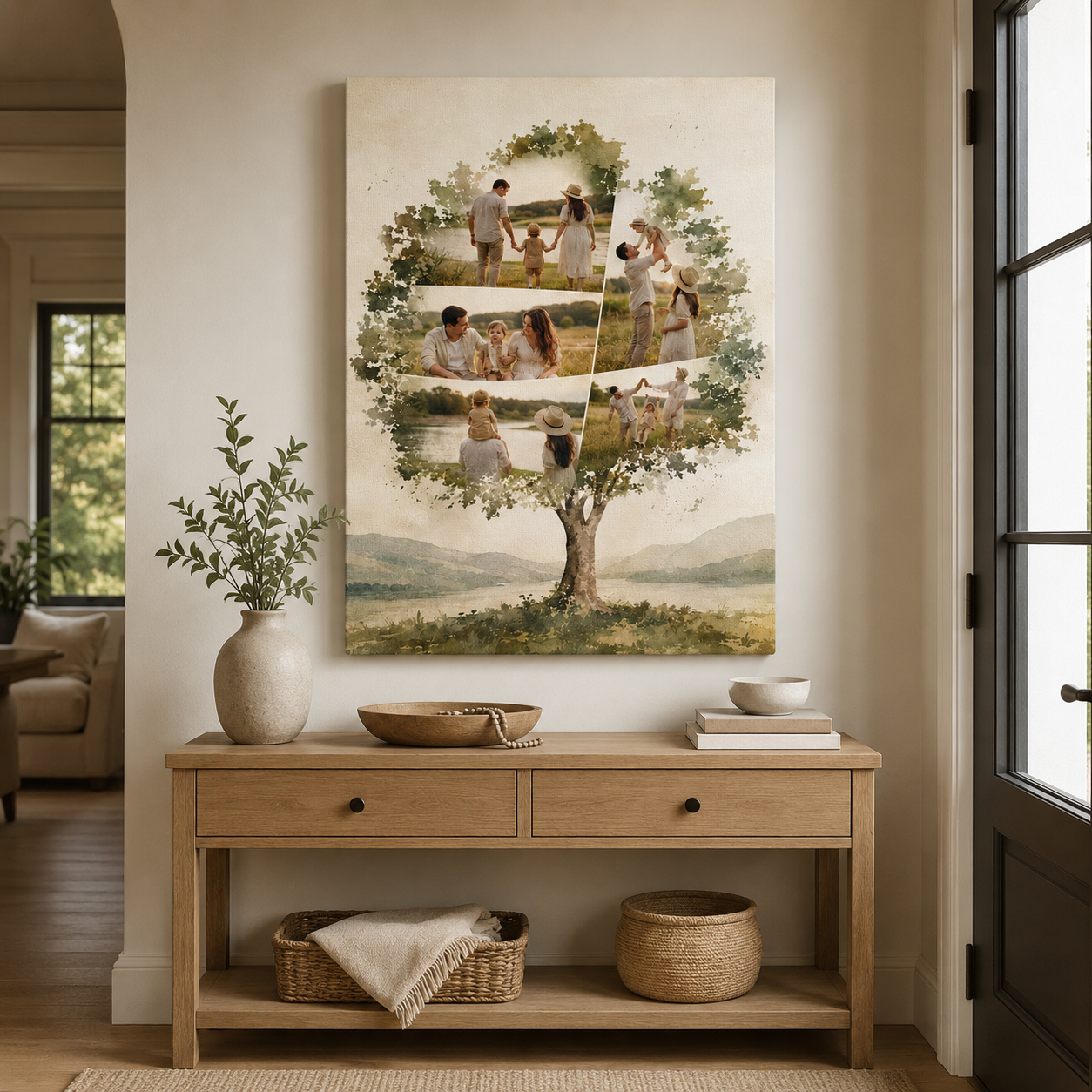 Custom Photo Tree Family Canvas Wall Art - Custom Gift For Dad TOM99