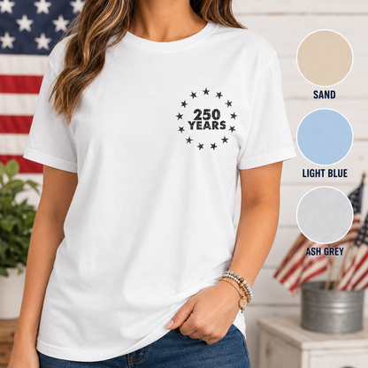 Patriotic USA Freedom Wash T-Shirt, America 250 Years Anniversary Tee THUC99