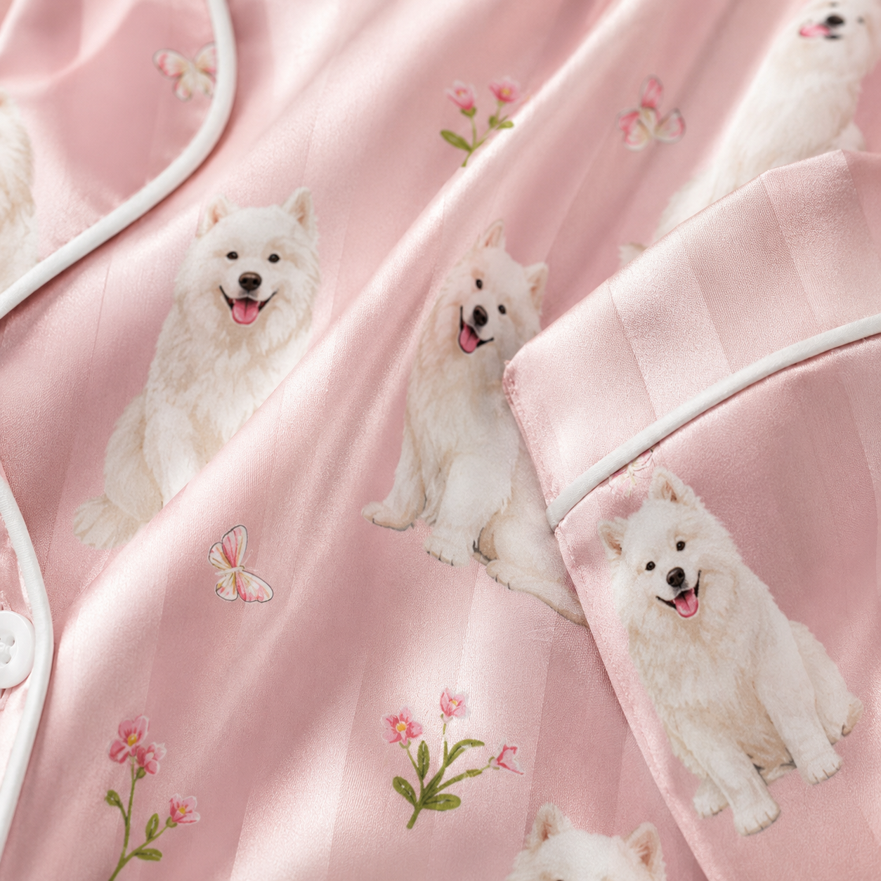 Custom Pet Portrait Satin Pajamas Set with Dog Photo Printed Sleepwear Gift THUC99