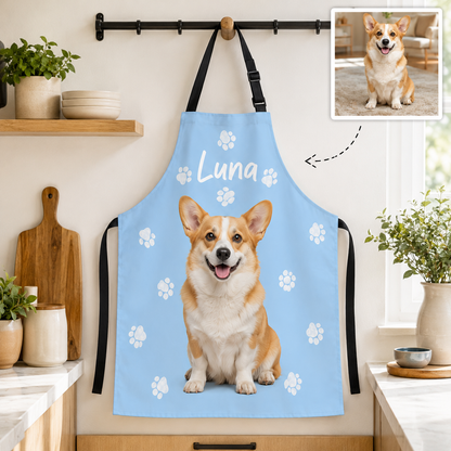 Custom Dog Photo Cooking Apron Personalized Pet Face Apron, Gift for Dog Mom, Dog Dad and Animal Lovers THUC99