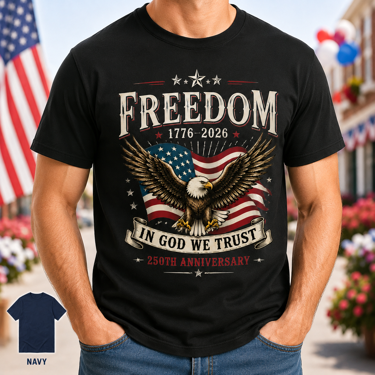 America 250th Anniversary T-Shirt Vintage Patriotic Wash T-shirt THUC99