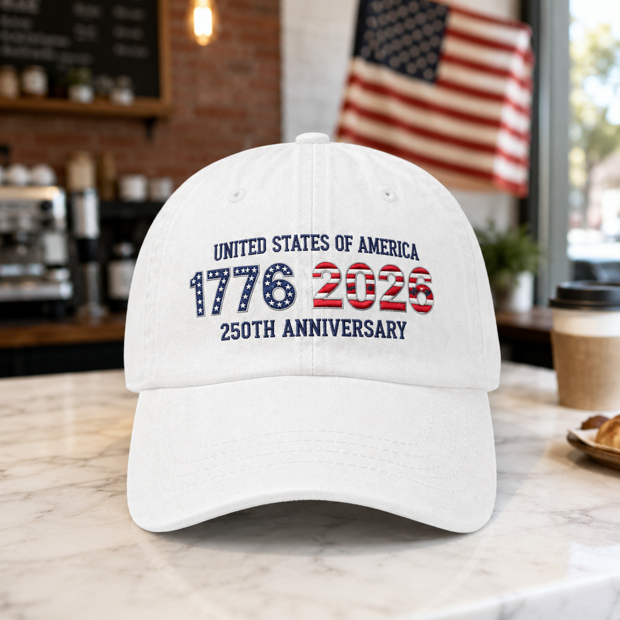 USA 250th Years Embroidered Hat American History Celebration Vintage Cap THUC99