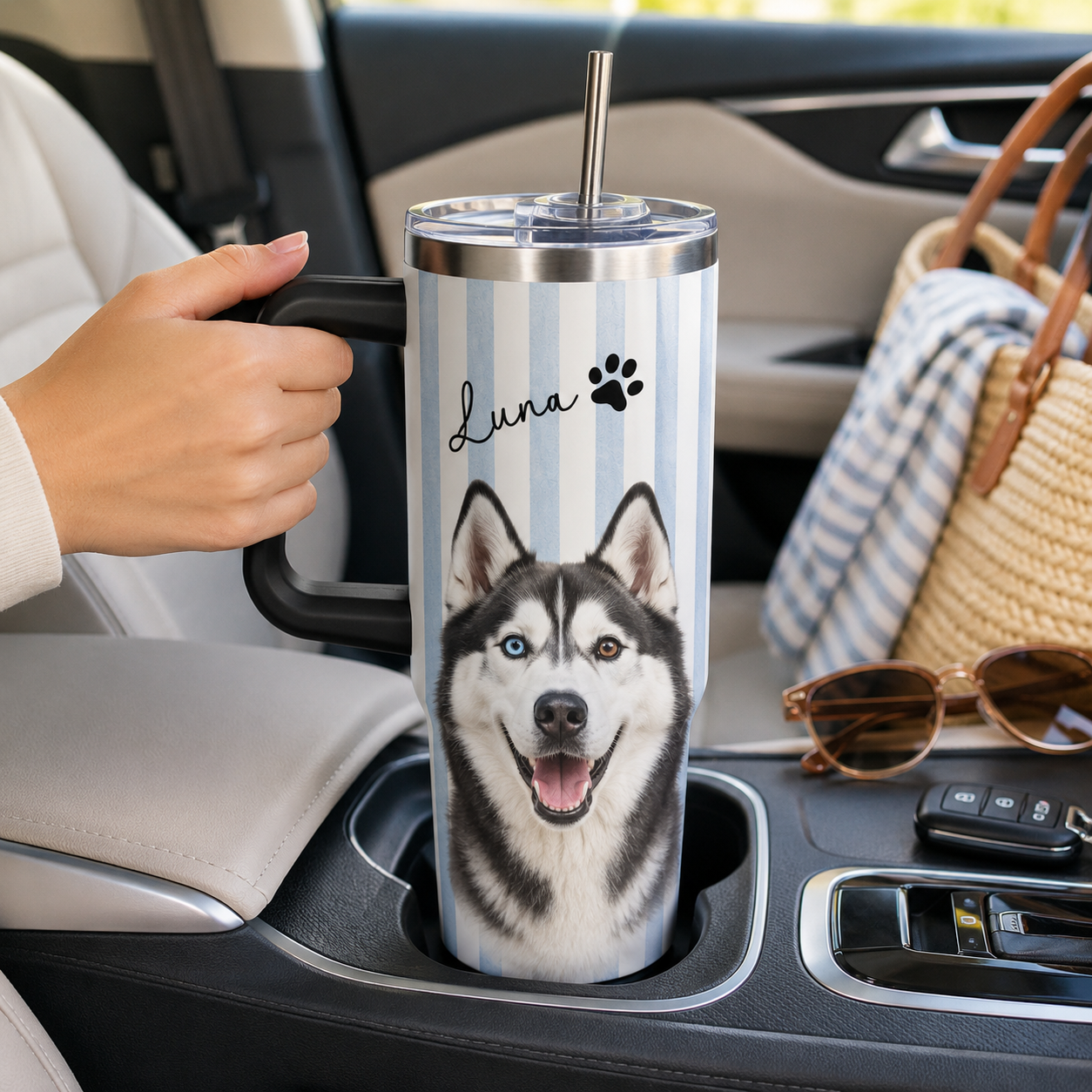 Personalized Dog Picture 40oz Tumbler – Custom Pet Photo Gift for Dog Mom and Dog Dad THUC99